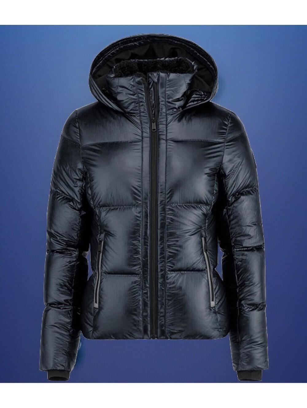 $650 Head Sport Ashley Hooded Down Ski Jacket Metallic Black Size S